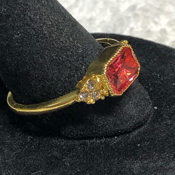 Gold plated orange and diamond ring - Picture 10 of 10